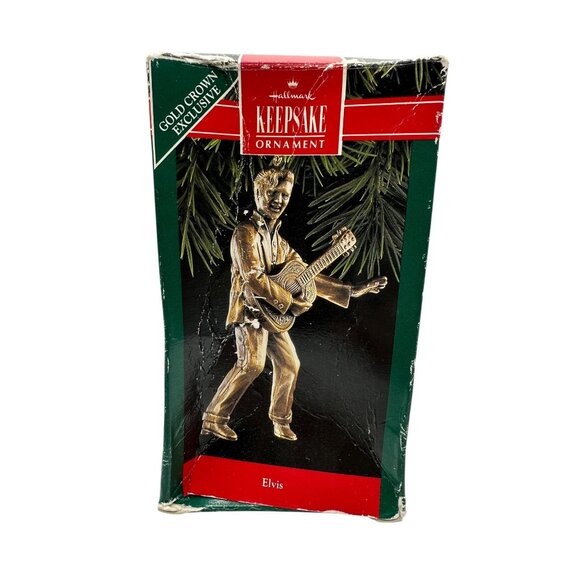 Hallmark Keepsake Gold Crown Exclusive Elvis 1992 Brass-Tone Ornament QX562-4 - Picture 1 of 15